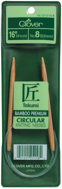 Takumi Bamboo Circular Knitting Needles 16in Size 8/5mm