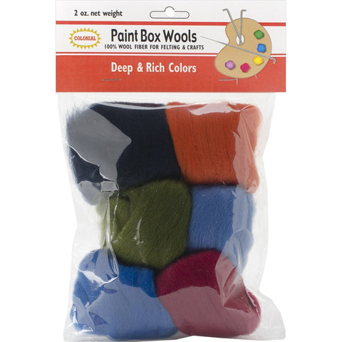 Paint Box Wools .33oz 6pk Deep & Rich Olv Nvy Red Orn Roy Teal