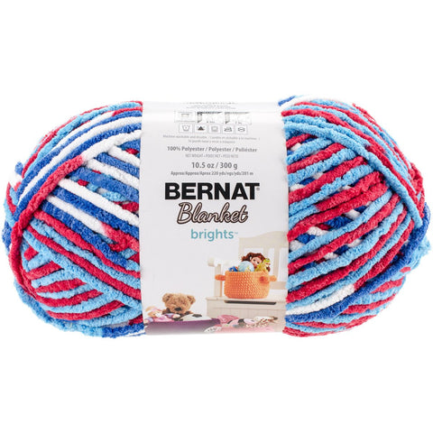 Bernat® Blanket Brights Yarn Red, White & Boom Variegated 10.5oz