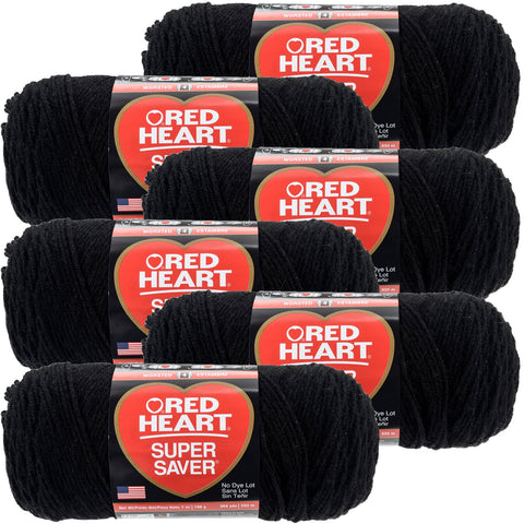 Red Heart® Super Saver® Yarn Black, Multipack Of 6