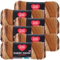 Red Heart® Super Saver® Yarn Latte Stripe, Multipack Of 6
