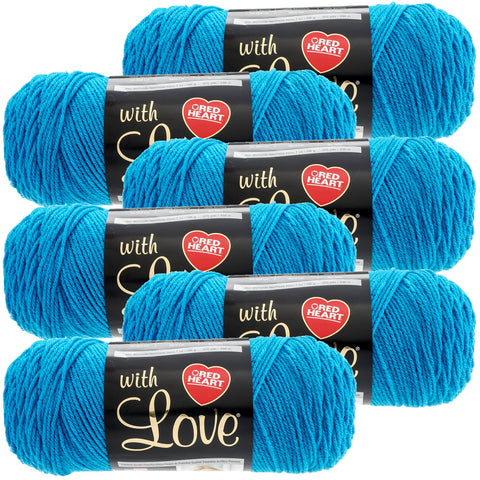 Red Heart® With Love Yarn Blue Hawaii, Multipack Of 6