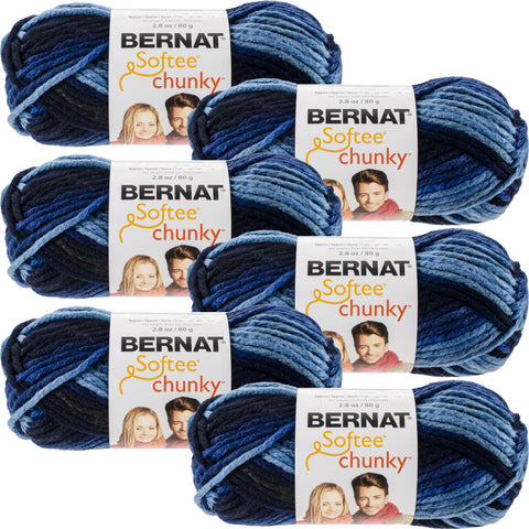 Bernat Softee Chunky Ombre Yarn-Denim, Multipack Of 6