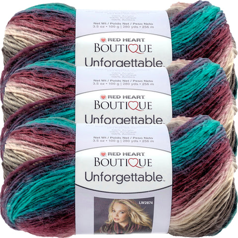 Red Heart Unforgettable Yarn-Tealberry, Multipack Of 3