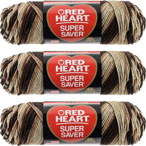 Red Heart Super Saver Yarn-Platoon, Multipack Of 3