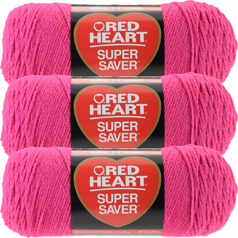 Red Heart Super Saver Yarn-Shocking Pink, Multipack Of 3