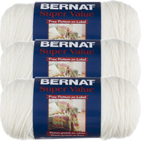 Bernat Super Value Solid Yarn-Winter White, Multipack Of 3