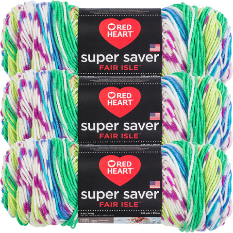 Red Heart Super Saver Fair Isle Yarn-Parrott, Multipack Of 3