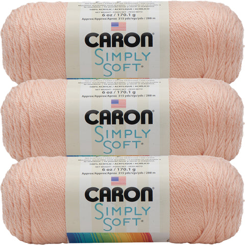 Caron Simply Soft Solids Yarn-Light Country Peach, Multipack Of 3