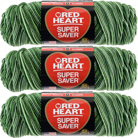 Red Heart Super Saver Yarn-Green Tones, Multipack Of 3