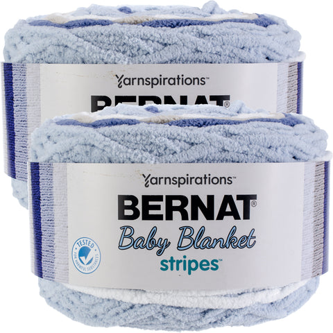 Bernat Baby Blanket Stripes Yarn Stonewash Multipack Of 2