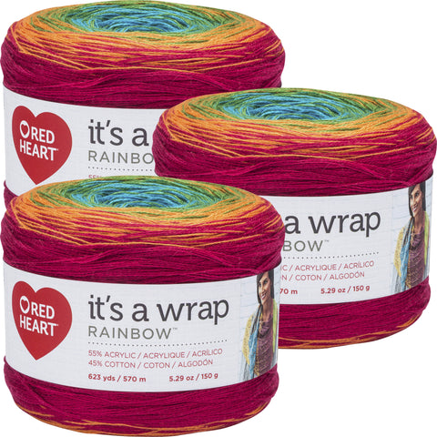 Red Heart It's A Wrap Rainbow Yarn Fiesta Multipack Of 3
