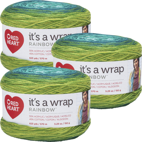 Red Heart It's A Wrap Rainbow Yarn Seaglass Multipack Of 3