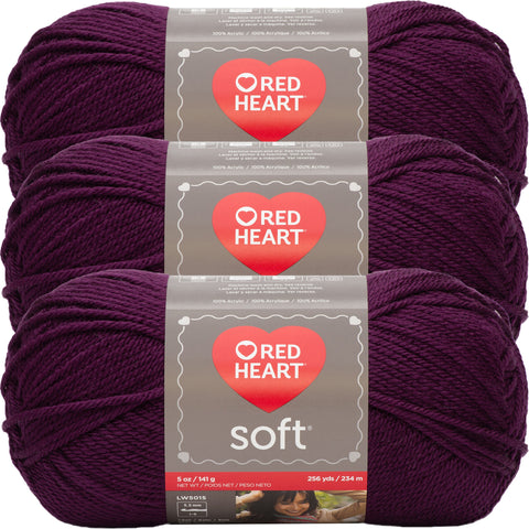 Red Heart Soft Yarn Grape Multipack Of 3