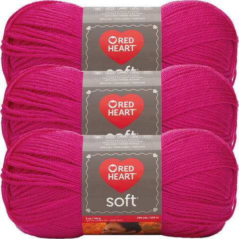 Red Heart Soft Yarn Very Pink Multipack Of 3