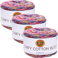 Lion Brand Comfy Cotton Blend Yarn Flower Garden Multipack Of 3