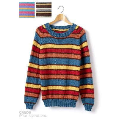 Caron Simply Soft Adult Crew Neck Striped Pullover