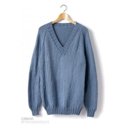 Caron Simply Soft Adult Knit V Neck Pullover