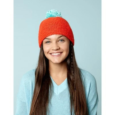 Caron Simply Soft Beanie With Bright Pompom