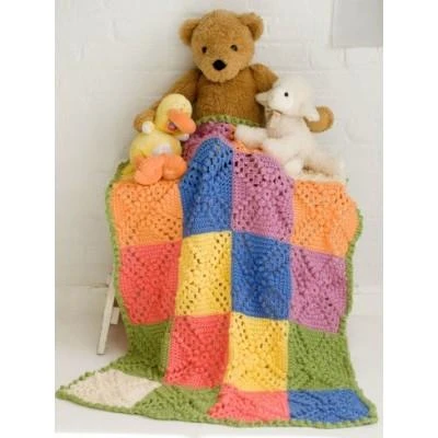 Caron Simply Soft Bobble Blocks Baby Blanket