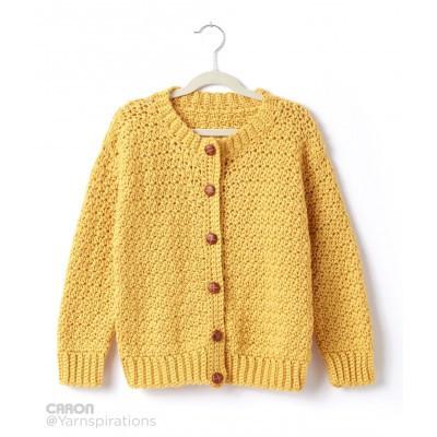 Caron Simply Soft Childs Crochet Crew Neck Cardigan