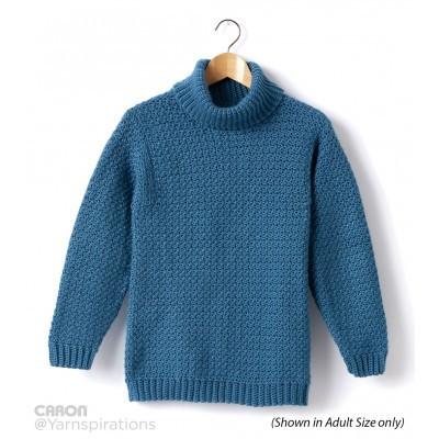 Caron Simply Soft Childs Crochet Turtle Neck Pullover