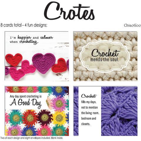Crochet Note Card Set 8/pkg Crotes
