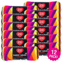Red Heart Super Saver Yarn Bright Stripe, Multipack Of 12