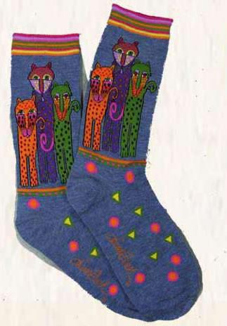 Laurel Burch Socks Polka Dot Leopard Denim